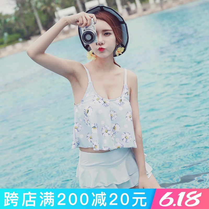 Swimsuit woman Two sets of skirt-style spa Two style conservative South Korean small scented wind with a thin belly and flat corner swimsuit