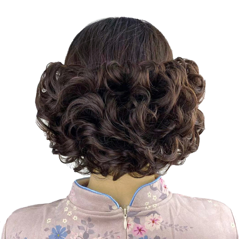 Fake hair decoration pull flower bud retro Pan Head female cheongsam hair wig ring ball head Republic of China hair bun fluffy shape