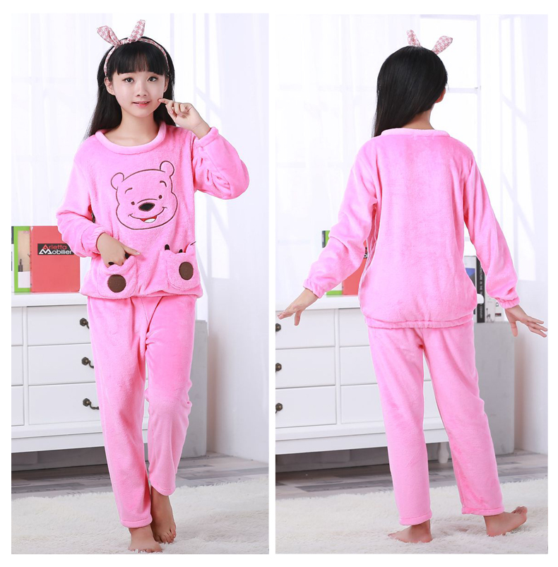 Đồ ngủ trẻ em bé trai mùa thu và mùa đông dày flannel cô gái lớn trẻ em trẻ em san hô lông cừu dịch vụ nhà đồ lót nam cao cấp