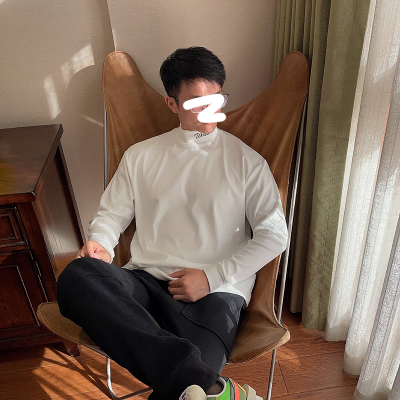 WTHEONE double-sided Developer embroidery collar half-tall sleeve t-shirt woman winter couple in winter couple