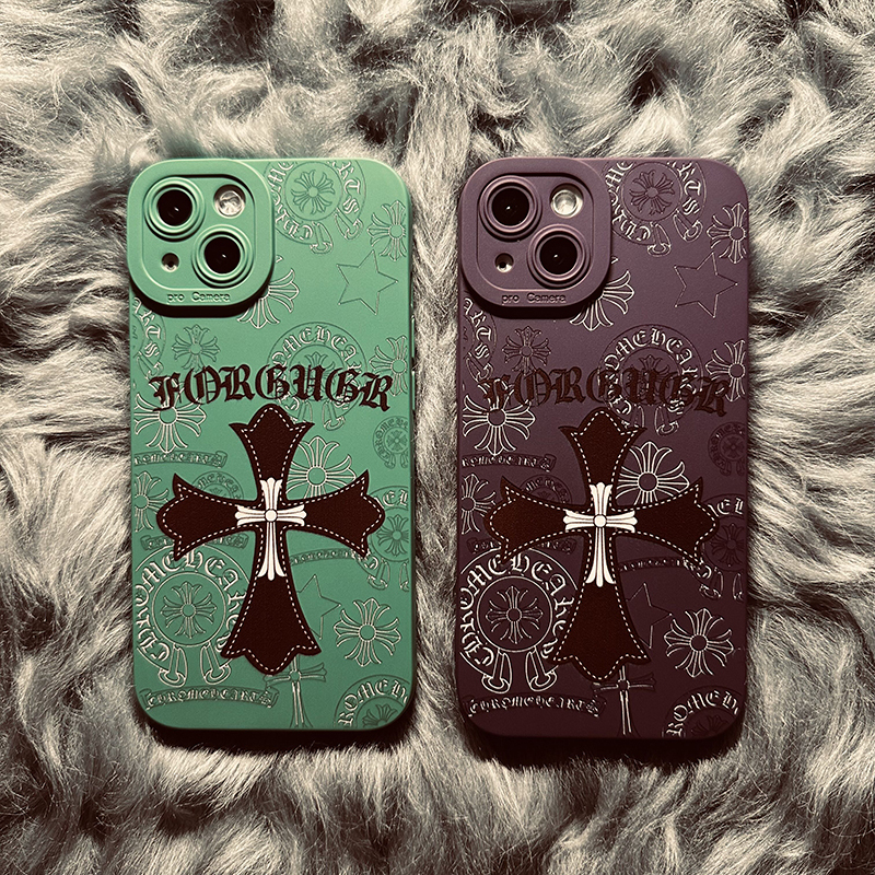 17Air Chrome Heart Cross Case for Apple 14/15/16 Pro Max iPhone 13/12/11 Silicone Xr/Xs Full Lens Protection 14 Pro Right Angle Ultra-Thin 13 Personalized Protective Case