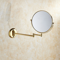 European-style golden makeup mirror bathroom wall-mounted wall stickers Hotel double-sided beauty mirror telescopic folding bathroom magnifying glass