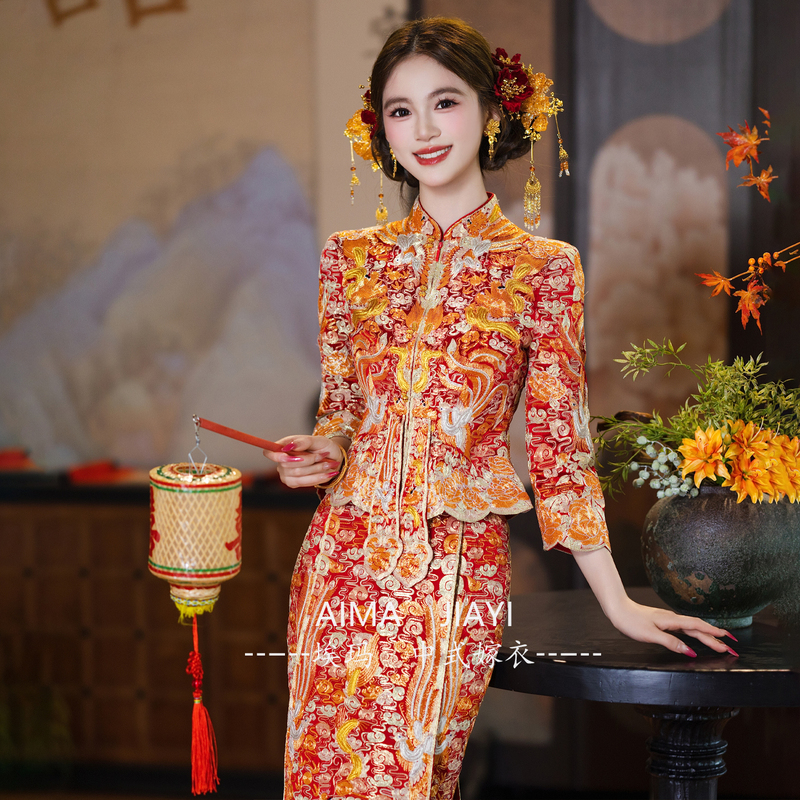 High-End Dragon and Phoenix Gown 2026 New Style Toast Dress Slimming Bride Dress Wedding Dress Luxurious Xiuhe Dress Wedding Pick-Up Dress High-End Dragon and Phoenix Gown 2026 New Style Toast Dress Slimming Bride Dress Wedding Dress Luxurious Xiuhe Dress Wedding Pick-Up Dress