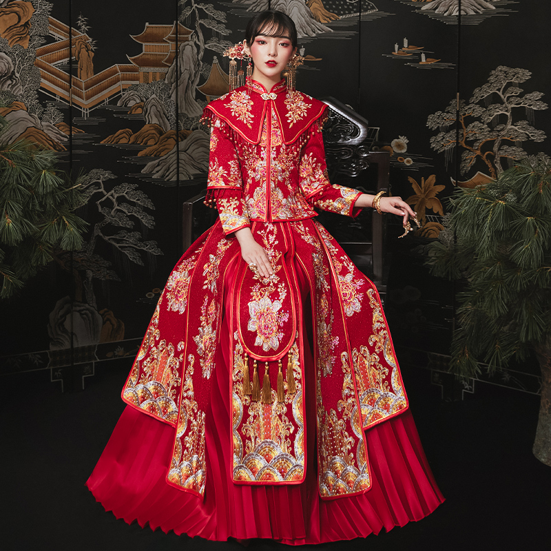 Xiuhe suit 2022 new retro Chinese wedding dress large toast clothes in summer, lean out of the cabinet dress dragon fenggou