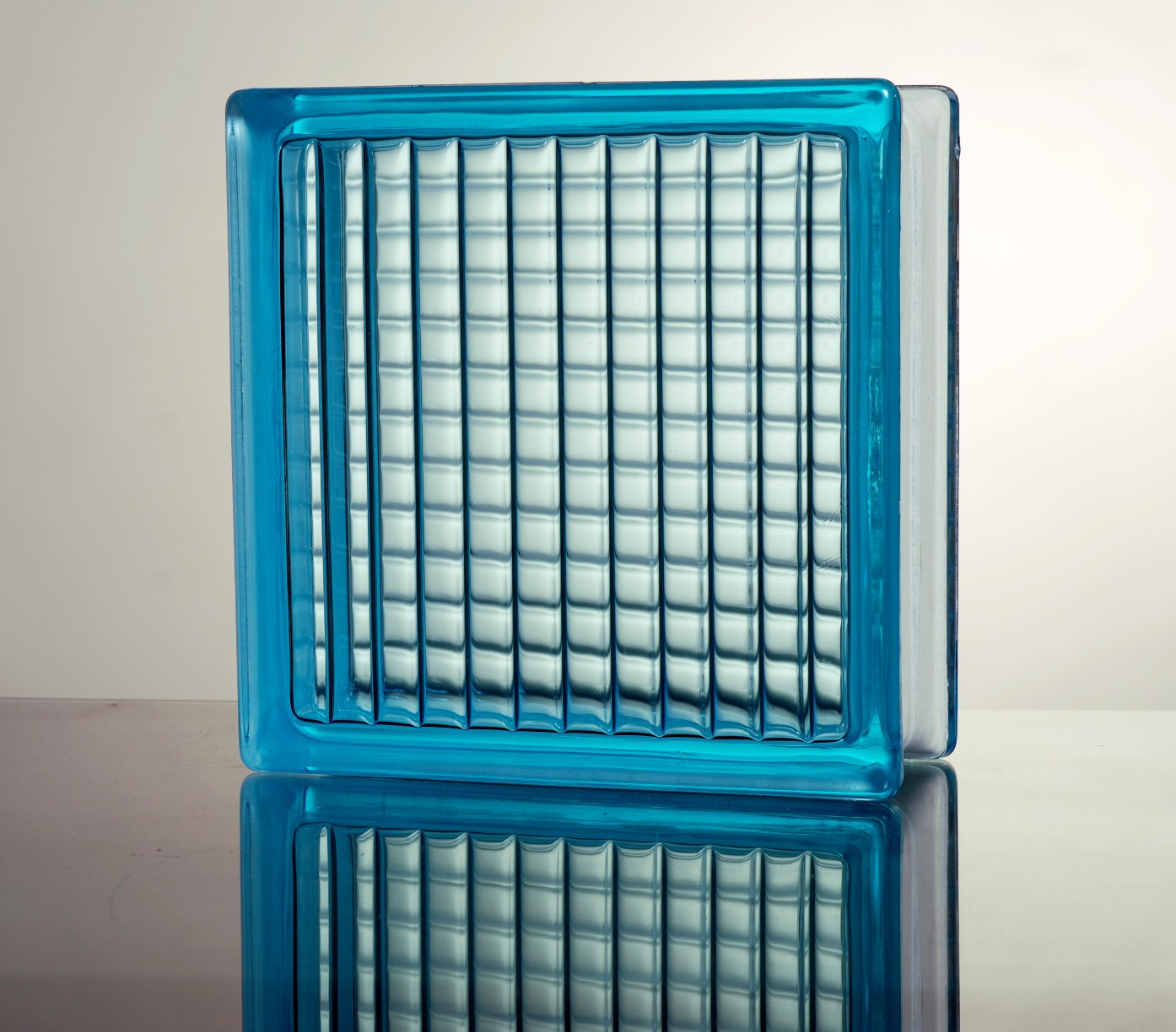 Baoshi Blue Parallel Textured Hollow Glass Brick Partition Wall Xuanguan Bar Color Square Crystal Brick Manufacturer Direct Sales