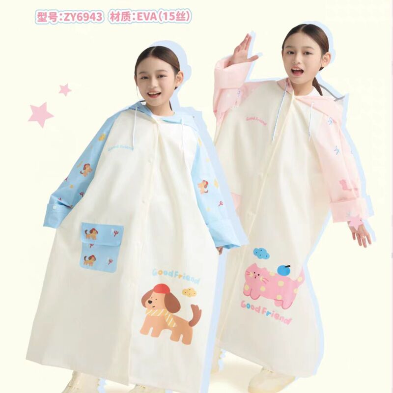 Gardenia New Children's Raincoat Sweet Little Pet Boys and Girls Raincoat Full Body Waterproof Special with Backpack Compartment Rain Poncho