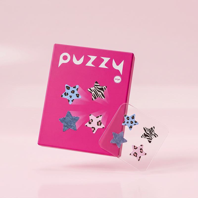 Puzzypop Four-Color Star Acne Patches with Leopard Print, Denim, and Zebra Print, Cute Concealer Decorations, 32 Pieces/Box Puzzypop Four-Color Star Acne Patches with Leopard Print, Denim, and Zebra Print, Cute Concealer Decorations, 32 Pieces/Box