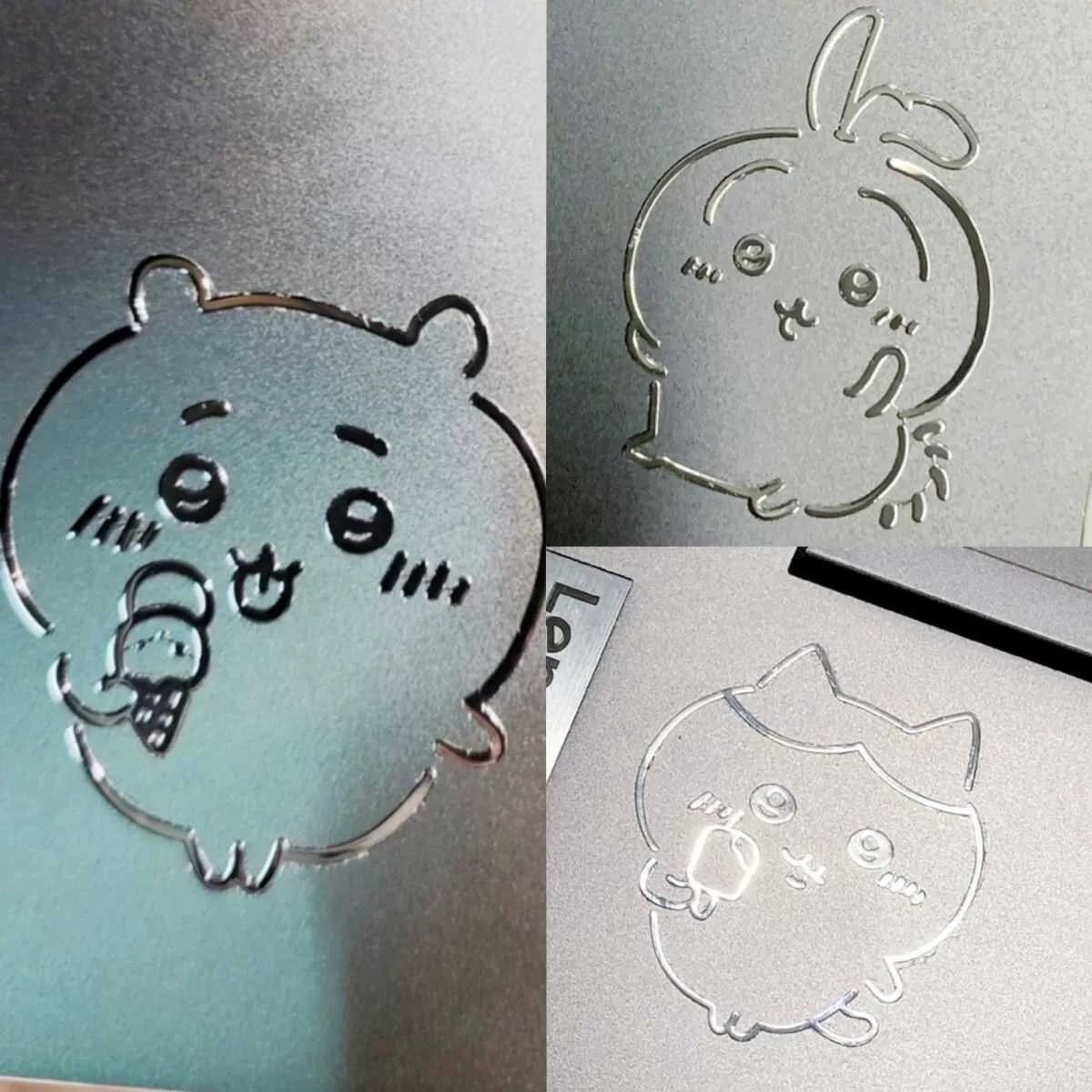 Металлическая наклейка Xiaohongshu chiikawa kawaii, декоративная для ноутбука и телефона, серебристая