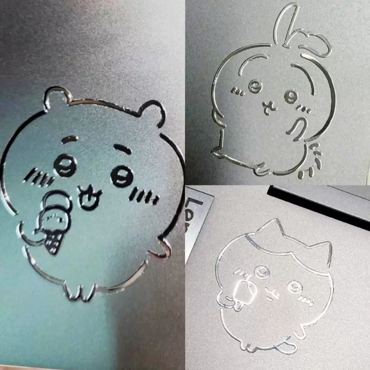 Металлическая наклейка Xiaohongshu chiikawa kawaii, декоративная для ноутбука и телефона, серебристая