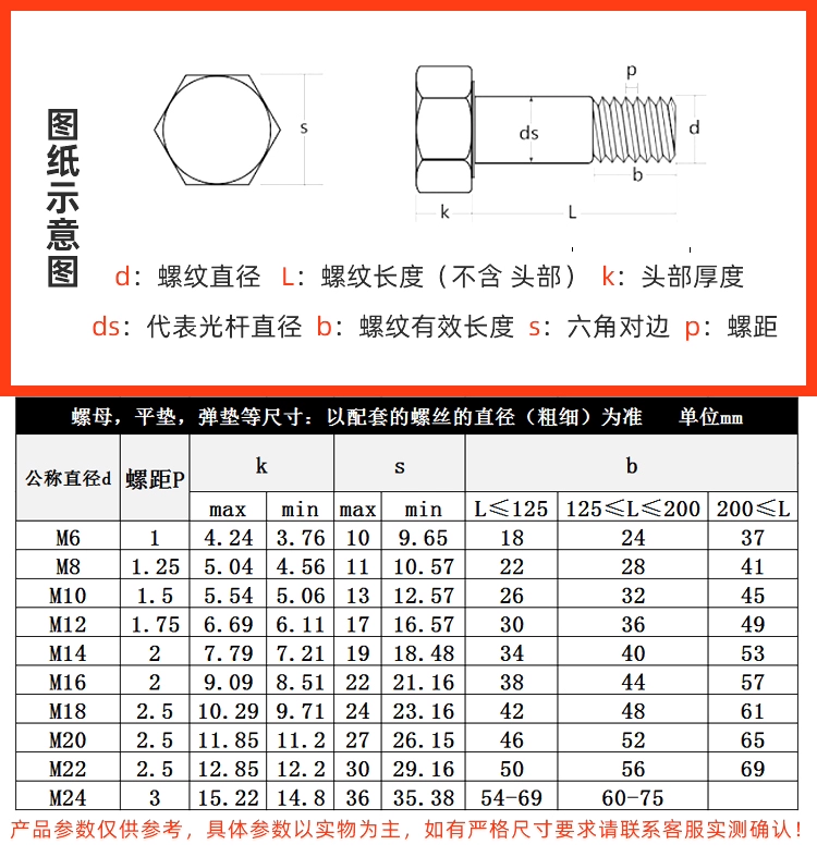 M14 bằng thép không gỉ 304 bu lông nửa ren lục giác bên ngoài ốc vít nửa ren thanh dày DIN931 Chốt lục giác ngoài - Chốt