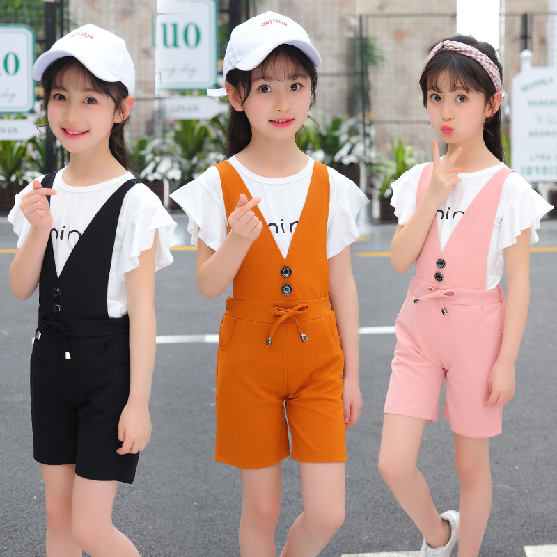 Girl Summer Cuddle Baby Bag Pants Children Summer Shorts Snowspun Tennis Net Red CUHK Tong Pants Pure Cotton Short Sleeve Ocean Wave
