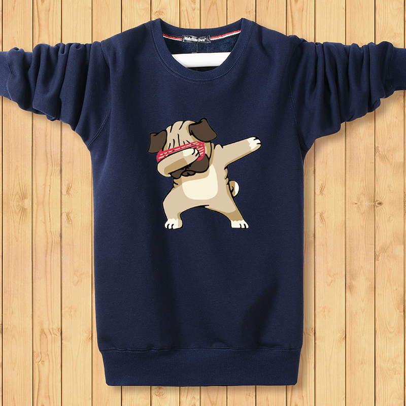 Áo len nam mùa thu đông mới cộng với nhung dày rộng ấm áp cỡ lớn mùa đông thanh niên nam áo hoodie ngắn tay