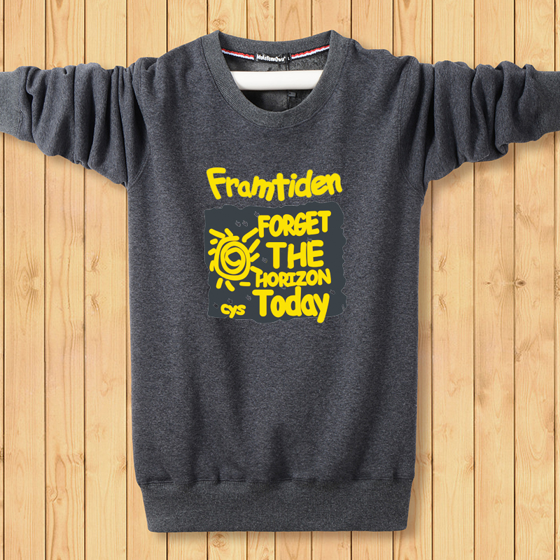 Mùa thu và mùa đông cộng với áo len nhung nam cộng với phân bón XL cotton tròn cổ chất béo áo ấm ấm độn áo len thủy triều áo khoác hoodie