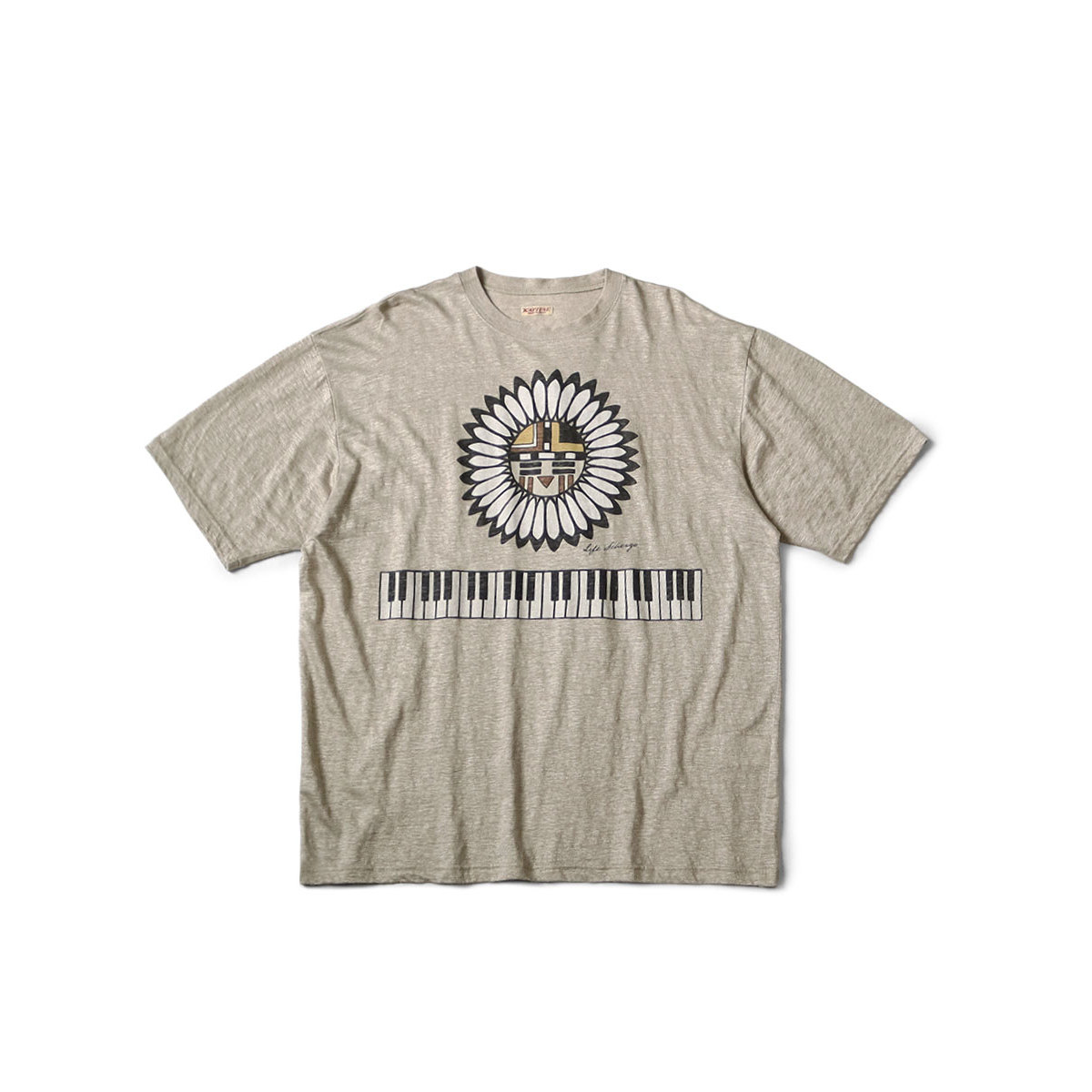 KAPITAL 平田和宏デザイン 天竺コットン 花柄刺繍 Tシャツ ブルー KAPITAL 平田和宏デザイン 天竺コットン 花柄刺繍 Tシャツ