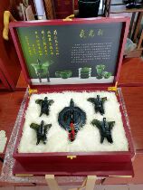 Jingyunxuan Luminous Cup Sixteen Years Old Shop Small Antique Jue Cup Bamboo Board Pot Five-piece Set Jiuquan Luminous Cup Wine Set