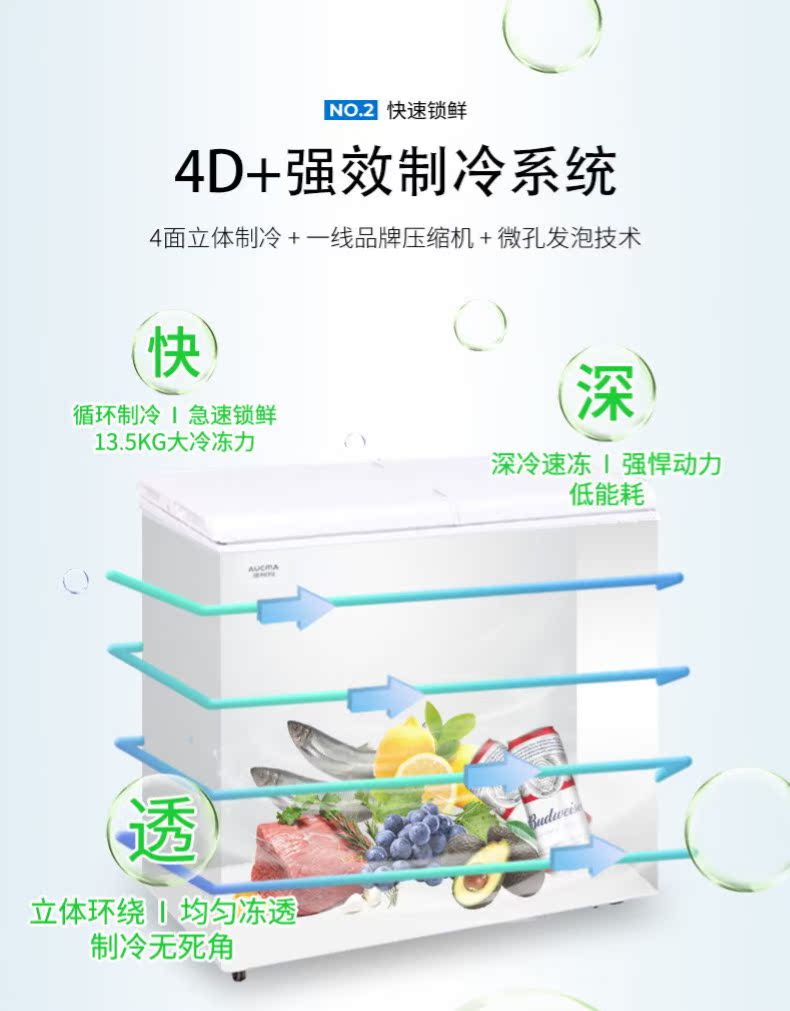 Aucma / Aucma BCD-217CFA Tủ đông nhiệt độ kép Nhà đông lạnh Tủ đông lạnh thương mại - Tủ đông tủ lạnh ngang