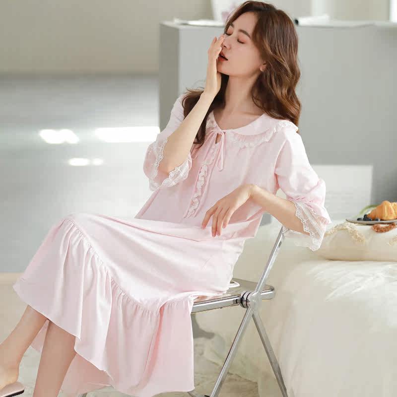 Sandro Vicari Sleeping Dress Woman 2022 New Summer Big Size Superior Sense Princess Wind Pure Cotton Pyjamas