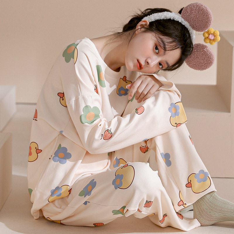 Sandro Vicari pajamas women's spring and autumn pure cotton 2021 new long-sleeved pullover cute homewear suit