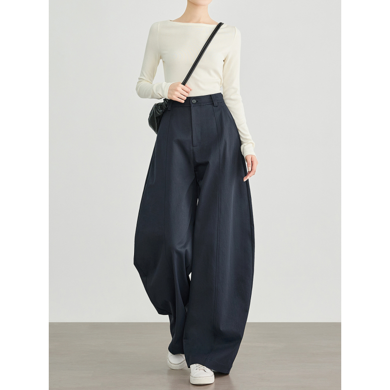 White High-Waisted Long Drape Banana Pants Loose Casual Pants for Women Summer High-Waisted Floor-Length Scythe Wide-Leg Pants White High-Waisted Long Drape Banana Pants Loose Casual Pants for Women Summer High-Waisted Floor-Length Scythe Wide-Leg Pants