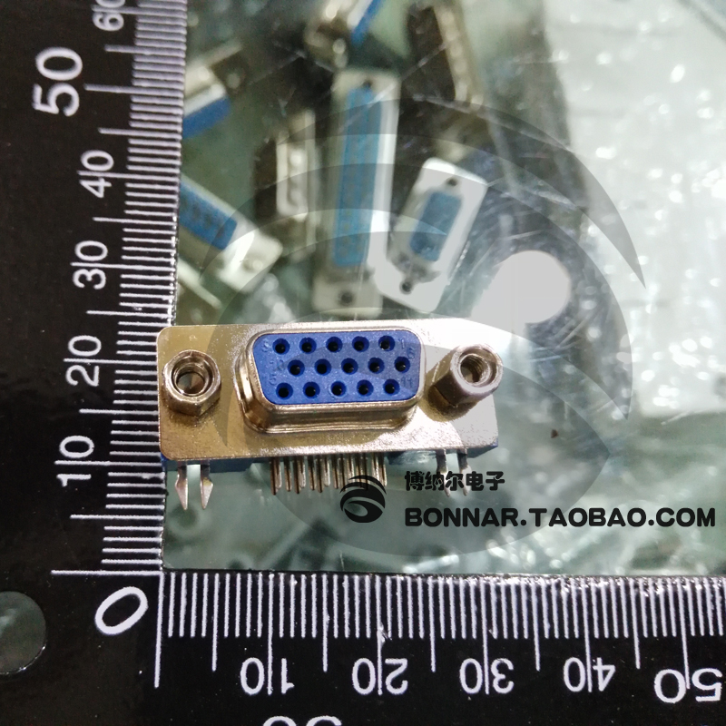 HDR15 HDR15 DB15 15P male head 90 degrees 3 08 three-row bending foot VGA plug connector 1 pat