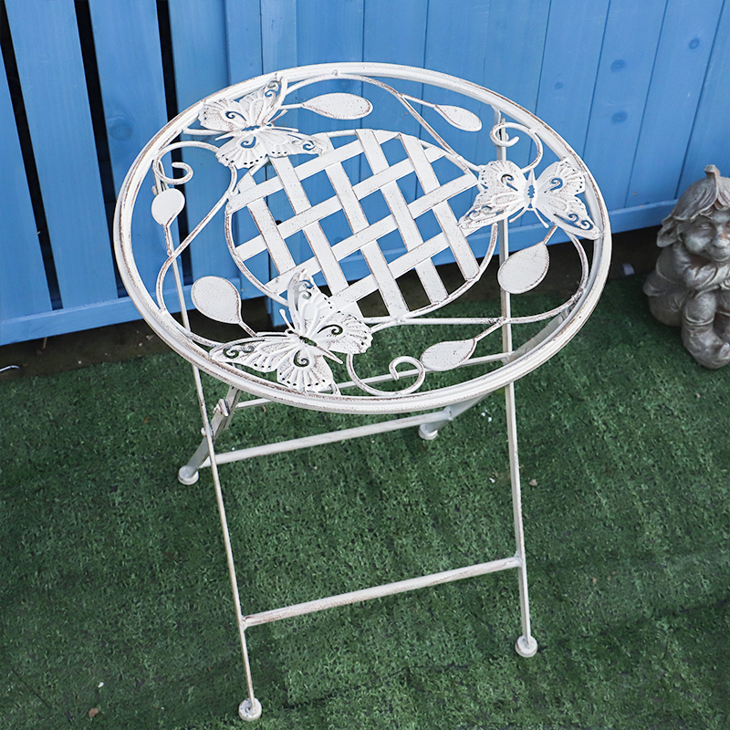 Iron white do old butterfly mesh folding small round table outdoor decoration creative practical flower rack rack