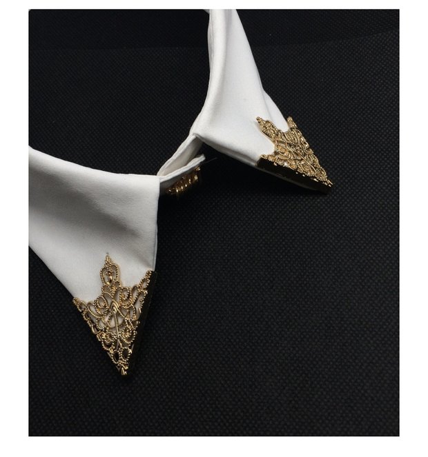 Tính cách Hàn Quốc Openwork Áo cổ áo Góc cổ áo Clip Cổ áo Khóa Trâm Nam và Nữ Cổ áo Pin Cổ áo ghim cài áo ngọc trai
