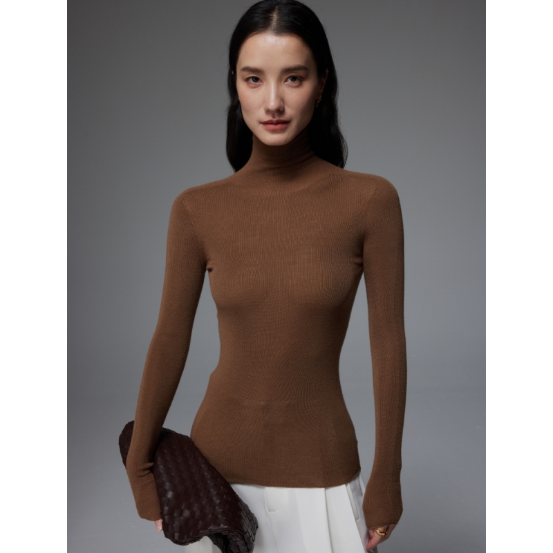 SOUL JUC pro-skin comfort Beautiful Nothin wool 18 Needle seamless High collar temperament Maillard wool sweatshirt-Taobao