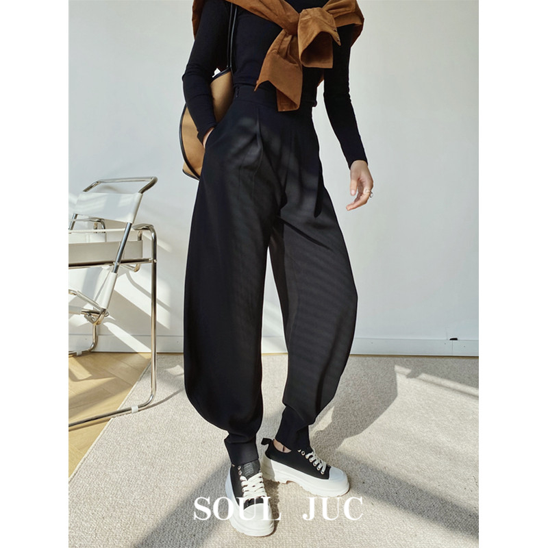 SOUL JUC Imported Acetate Classic Good Pants Type high waist briefs Scissors Pituitary Pants Broadleg Boots Pants Women