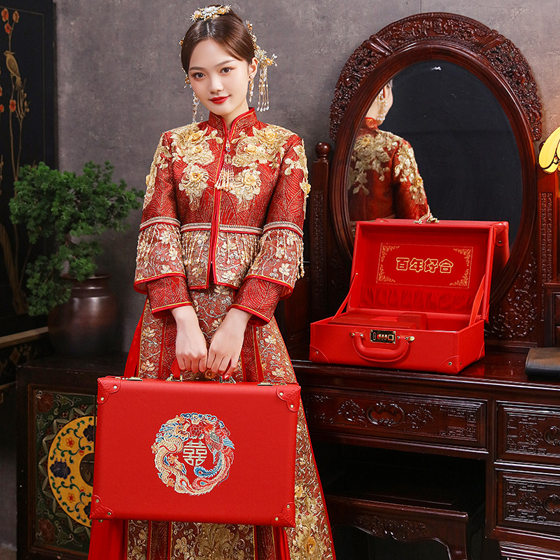 Bride Wedding Box Companion Box Wedding Box Dowry Password Hand Press Box Color Gift Box Box Engagement Courtesy Gold Box