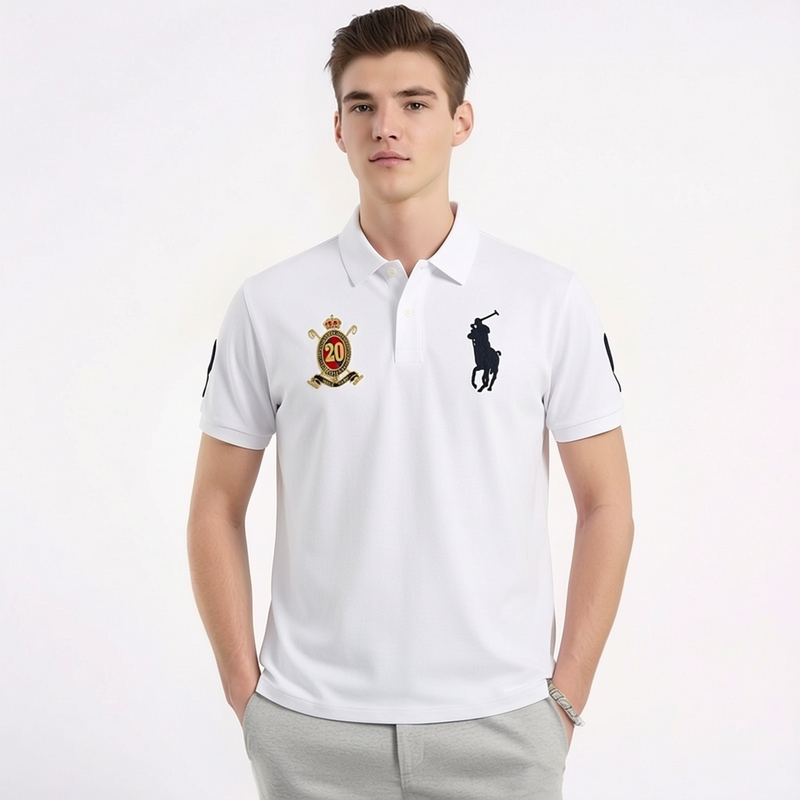 New Paul Men's Short-Sleeved Polo Shirt with a Collar, Loose Fit, Large Size, Casual Men's T-Shirt, Polo Shirt