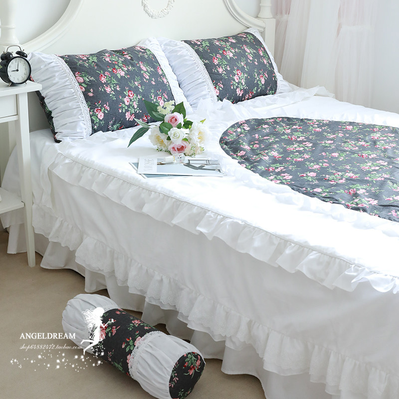 Imported European and American TSMXGZJF Tian Yuan princess pure cotton INS4 season full cotton bed Bedding Bed Skirt 4 pieces 1 8