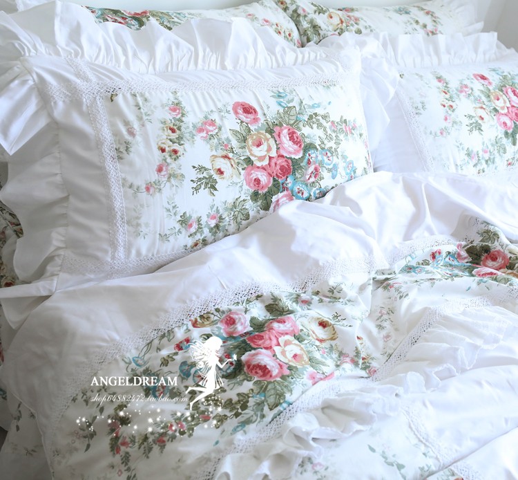 Hoa Kỳ và Châu Âu! Hàn Quốc công chúa dễ thương nhỏ gọn cao cấp flounced bông giường ngủ ở một gia đình bốn - Bộ đồ giường bốn mảnh bộ drap giường 1m6
