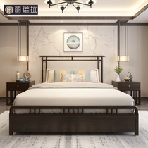 New Chinese style bed modern minimalist solid wood double bed master bedroom with Chinese wind folk juku storage high box bedroom combined furniture
