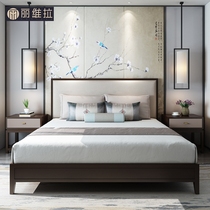 New Chinese bed minimalist modern bedroom 1 8 m solid wood Double beds High case storage Wedding Bed Factory Direct furniture