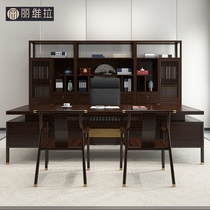 New Chinese Solid Wood Desk Owner Desk Simple Modern Writing Computer Desk Large Class Desk Bookshelf Combined Furniture