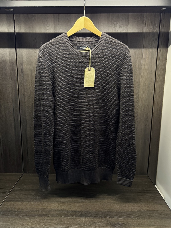 Authentic All Saints New Men's Retro Autumn and Winter Long-Sleeved Round-Neck Pullover Textured Thick-Knit Sweater in Stock