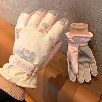 [Touchscreen Compatible] 2025 New Style Fleece-Lined Cute Ski Gloves for Women, Thickened for Autumn and Winter, Cold-Proof and Windproof Gloves