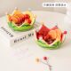 Ceramic creative watermelon fruit plate with fork for home living room fruit salad bowl cute stainless steel fork set