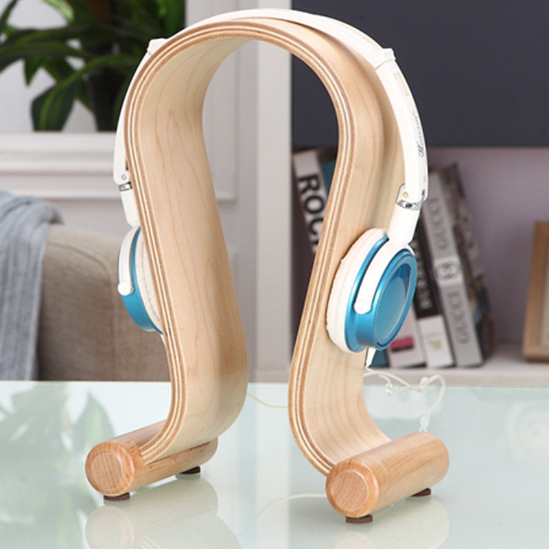 abothline Bluetooth headphone holder head-mounted U-type solid wood headphone shelf Walnuts Wood shelf