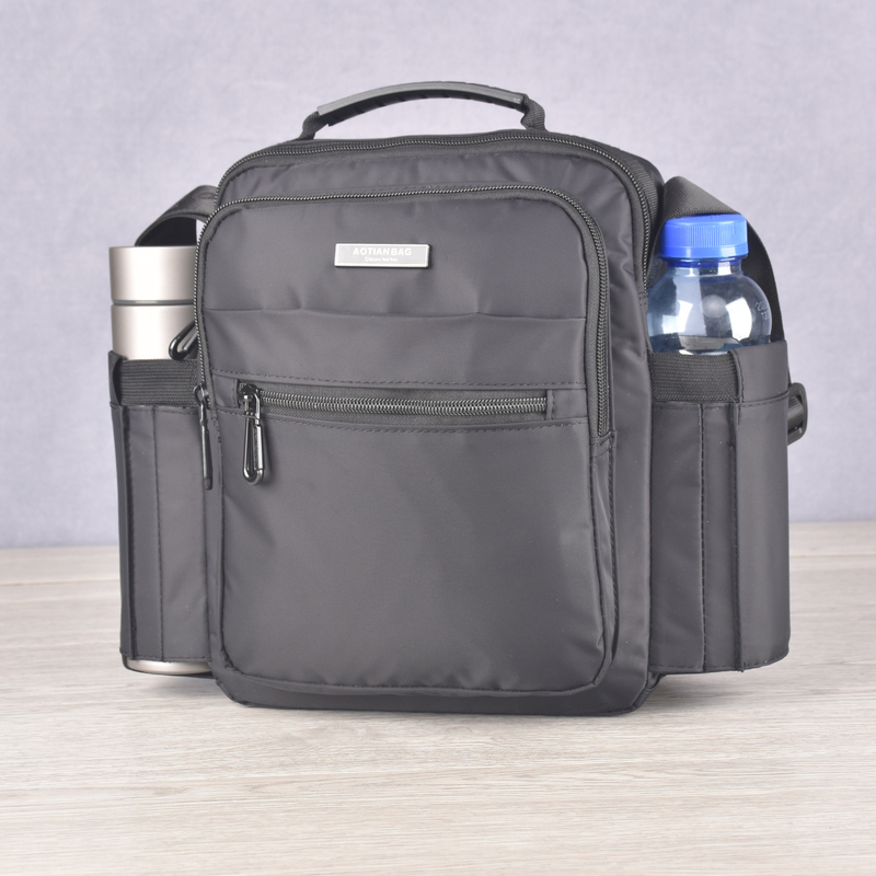 Vertical Square Men's Shoulder Bag, Large Capacity Casual Crossbody Bag, Outdoor Commuting Multi-Pocket Backpack, Can Hold Water Bottles