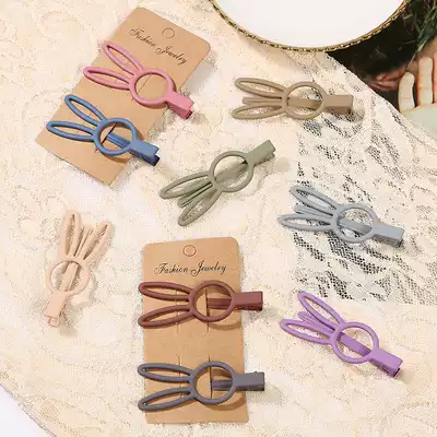 Japan and South Korea ins hairpin one-word clip just clip Liuhai clip Korean matte matte cute children's bunny side clip