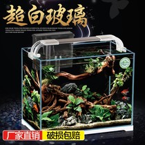 Sensen fish tank rectangular goldfish tank small ultra-white glass turtle living room desktop mini ecological aquarium