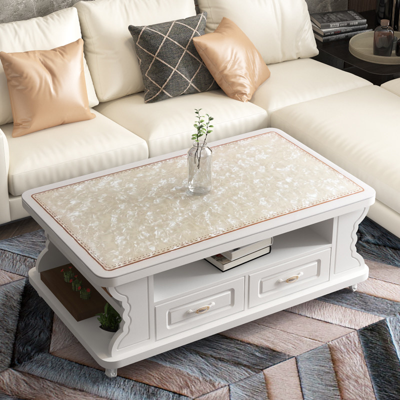 Eurostyle minimalist Living room Creative tea table Home Small family Tempered Glass Tea Table Simple Rounded Corner Tea Table a few