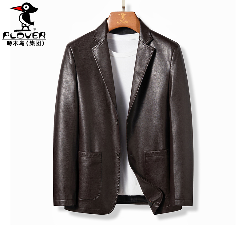 Haining Leather Jacket for Men, Genuine Leather Coat with Suit Collar, Slim Fit Leather Suit, 2026 New Model Leather Jacket, High-End Sheepskin