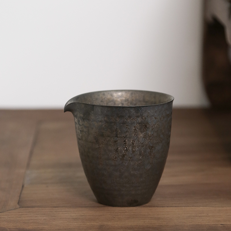 Japanese iron metal glaze glaze ceramic kung fu tea set fair tea cup and cup size small cup of coarse pottery in use
