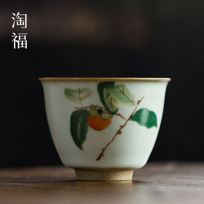 Jingdezhen Antique Ru Kiln Tea Cup Ceramic Master Cup Tea Cup Single Kung Fu Tea Tea Set Household Single Cup