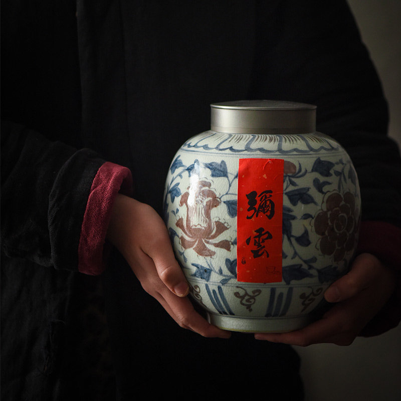 Jingdezhen ceramic POTS caddy fixings seal pot household deposit tea POTS storage containers of tea zero with large size