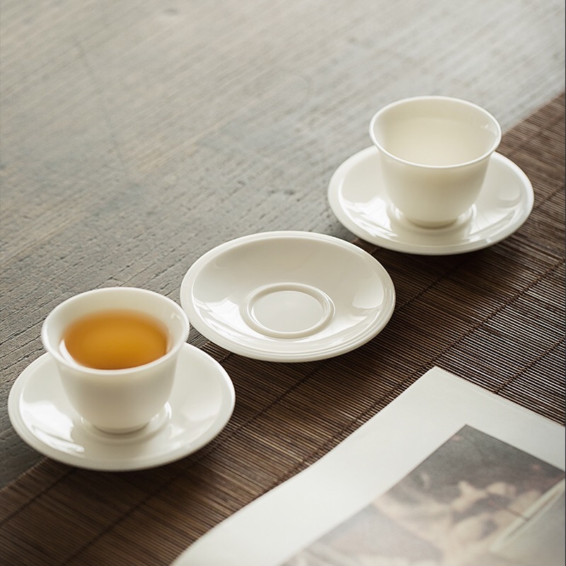 Dehua white porcelain cup hold cup mat jade porcelain tea mat doesn saucer matchs tea saucer kung fu tea tea zero accessories