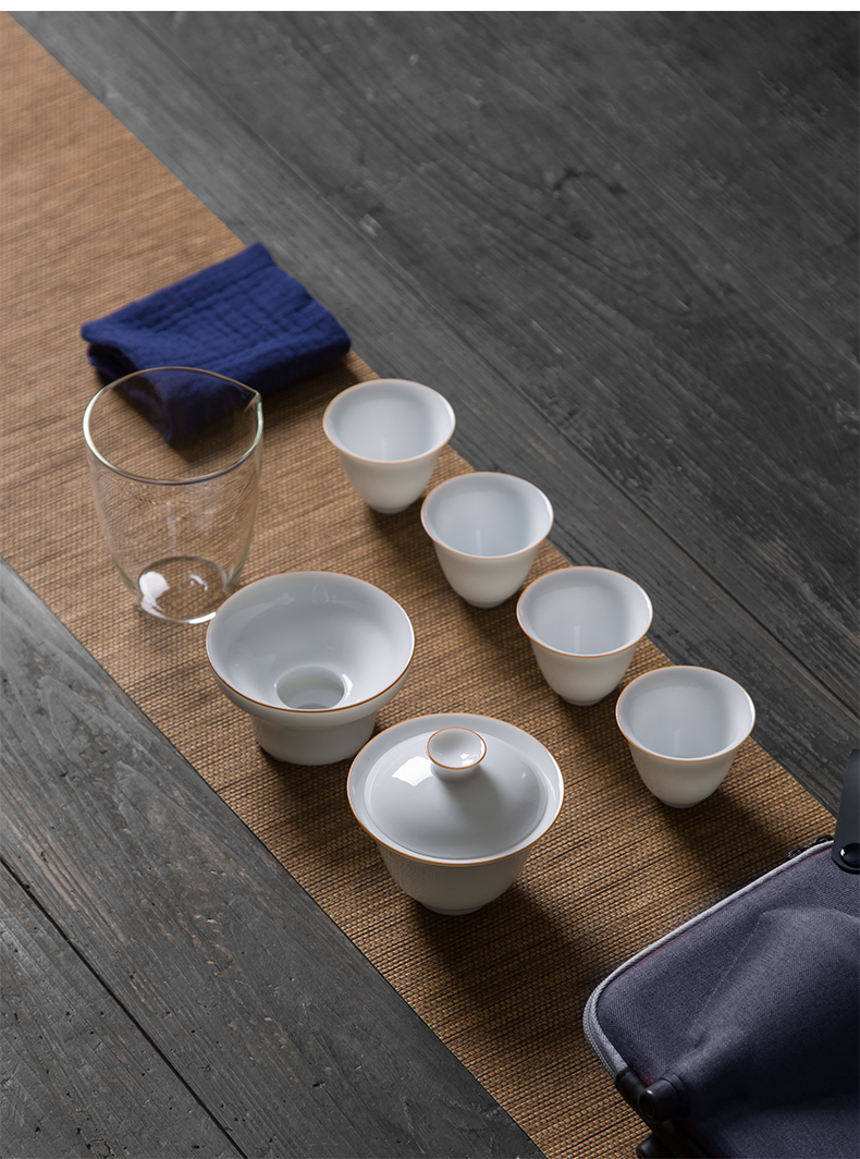 Jingdezhen travel tea set kung fu tea set ceramic cups crack make tea cup portable BaoHu tourism