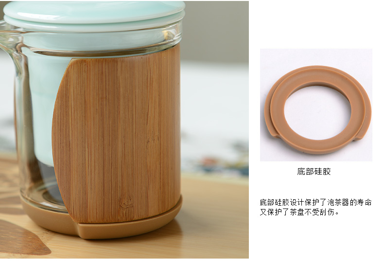 Auspicious blessing, glass tea set bamboo tea tray was portable kung fu tea set of a complete set of is suing ceramic gift set travel home